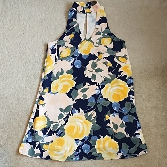 Lulu's Yellow and Blue Floral Mini Dress EUC - Picture 2 of 9